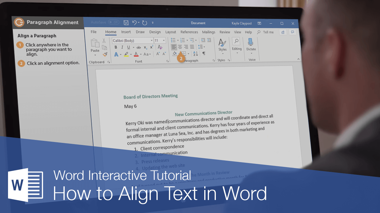 how to align right margin in word